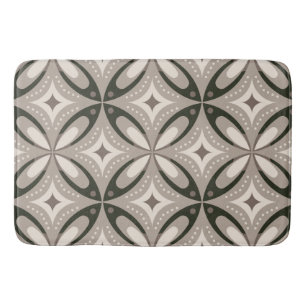Beige and Brown Retro circular shapes Bath Mat