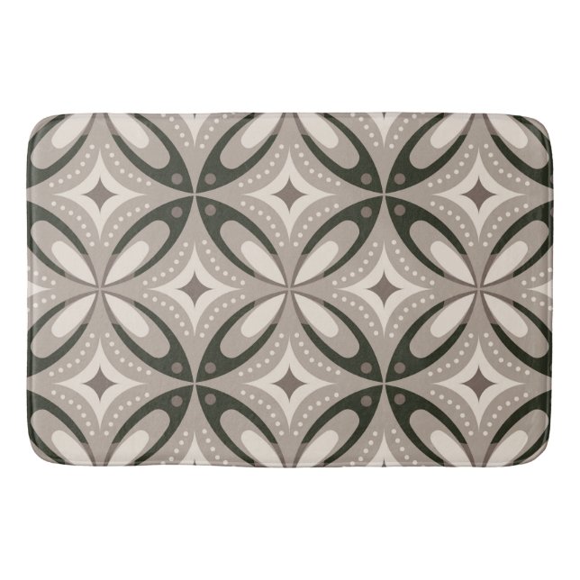 Beige and Brown Retro circular shapes Bath Mat (Front)