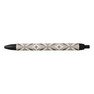 Beige and Brown Retro circular shapes Black Ink Pen