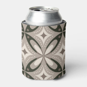 Beige and Brown Retro circular shapes Can Cooler