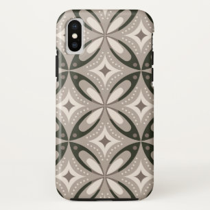 Beige and Brown Retro circular shapes iPhone XS Case