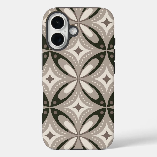 Beige and Brown Retro circular shapes Case-Mate iPhone Case (Back)