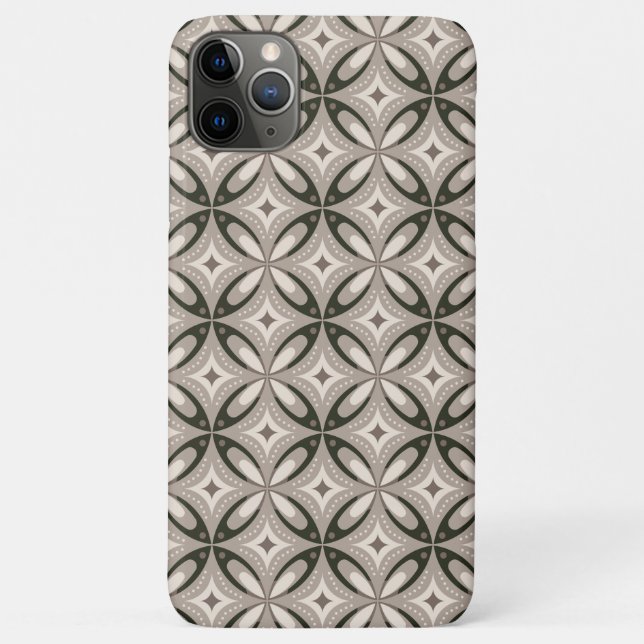 Beige and Brown Retro circular shapes Case-Mate iPhone Case (Back)