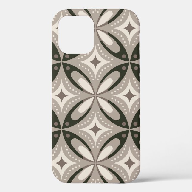 Beige and Brown Retro circular shapes Case-Mate iPhone Case (Back)