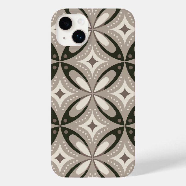 Beige and Brown Retro circular shapes Case-Mate iPhone Case (Back)
