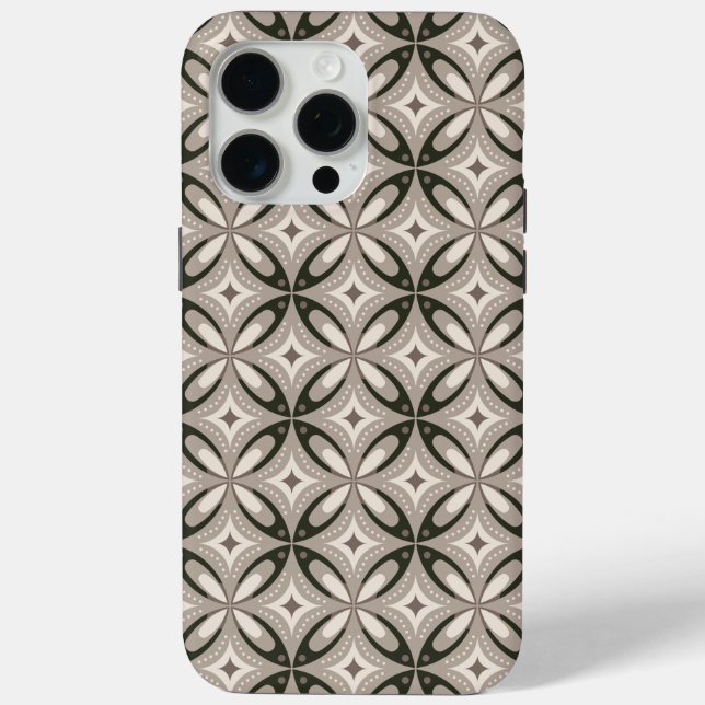 Beige and Brown Retro circular shapes Case-Mate iPhone Case (Back)