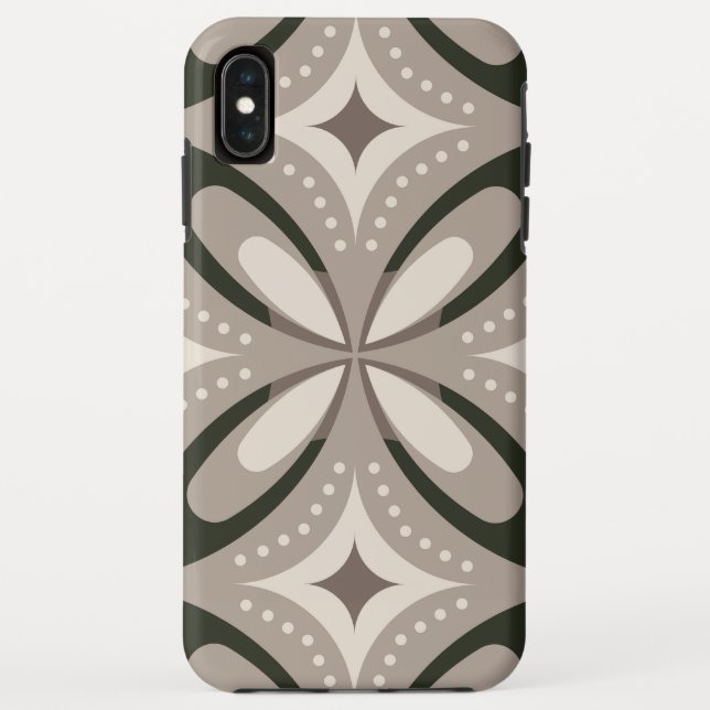 Beige and Brown Retro circular shapes Case-Mate iPhone Case (Back)