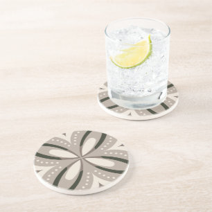 Beige and Brown Retro circular shapes Coaster