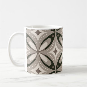 Beige and Brown Retro circular shapes Coffee Mug