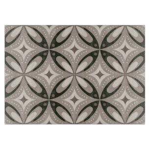 Beige and Brown Retro circular shapes Cutting Board