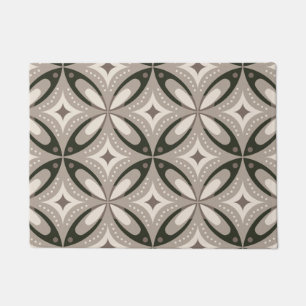 Beige and Brown Retro circular shapes Doormat