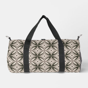 Beige and Brown Retro circular shapes Duffle Bag