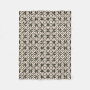 Beige and Brown Retro circular shapes Fleece Blanket