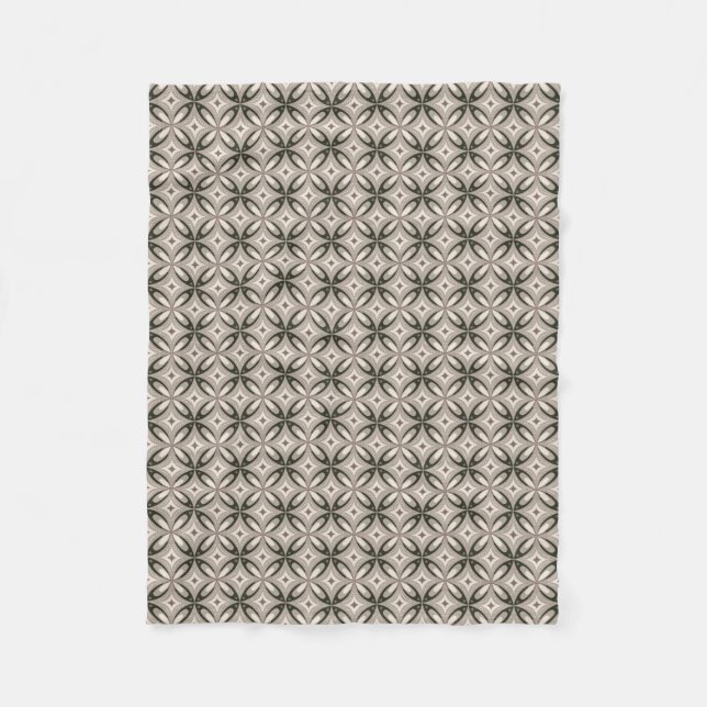 Beige and Brown Retro circular shapes Fleece Blanket (Front)