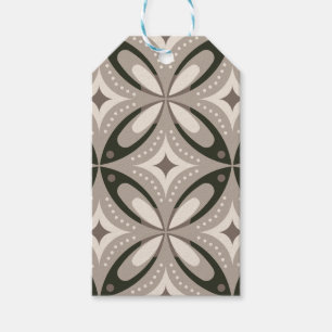 Beige and Brown Retro circular shapes Gift Tags