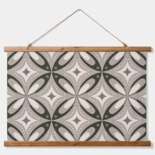 Beige and Brown Retro circular shapes Hanging Tapestry