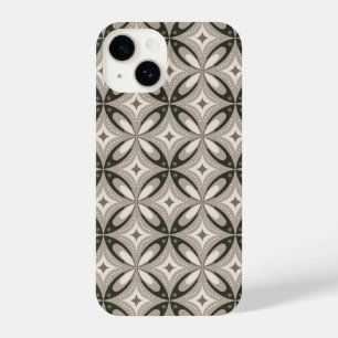 Beige and Brown Retro circular shapes iPhone 14 Case
