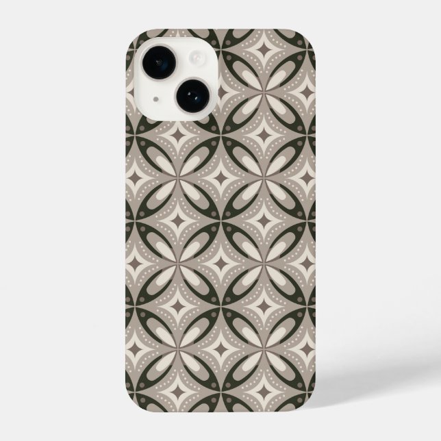 Beige and Brown Retro circular shapes iPhone Case (Back)