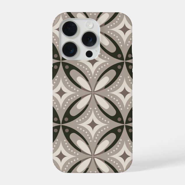 Beige and Brown Retro circular shapes iPhone Case (Back)