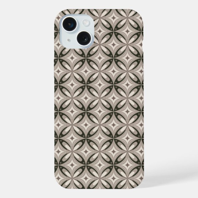 Beige and Brown Retro circular shapes iPhone Case (Back)