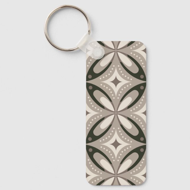 Beige and Brown Retro circular shapes Key Ring (Front)