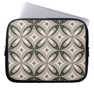 Beige and Brown Retro circular shapes Laptop Sleeve