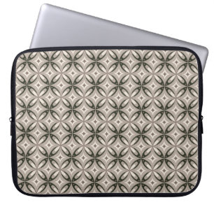 Beige and Brown Retro circular shapes Laptop Sleeve