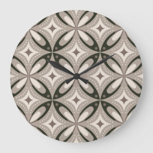 Beige and Brown Retro circular shapes Large Clock
