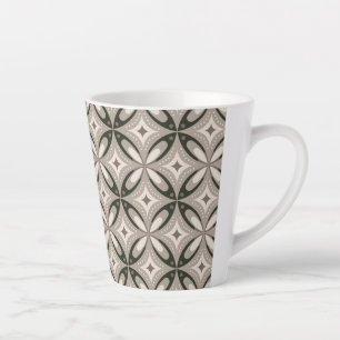 Beige and Brown Retro circular shapes Latte Mug