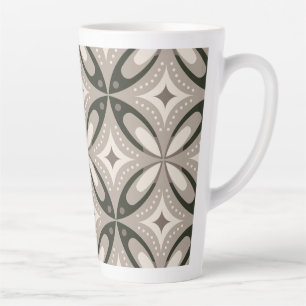 Beige and Brown Retro circular shapes Latte Mug