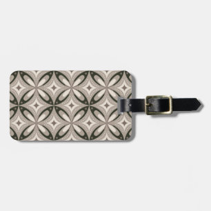 Beige and Brown Retro circular shapes Luggage Tag