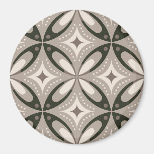 Beige and Brown Retro circular shapes Magnet