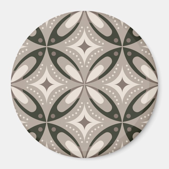 Beige and Brown Retro circular shapes Magnet (Front)