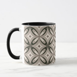 Beige and Brown Retro circular shapes Mug