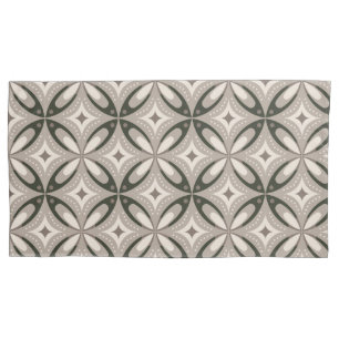 Beige and Brown Retro circular shapes Pillowcase