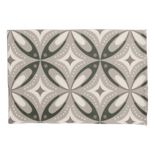 Beige and Brown Retro circular shapes Pillowcase