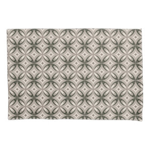 Beige and Brown Retro circular shapes Pillowcase