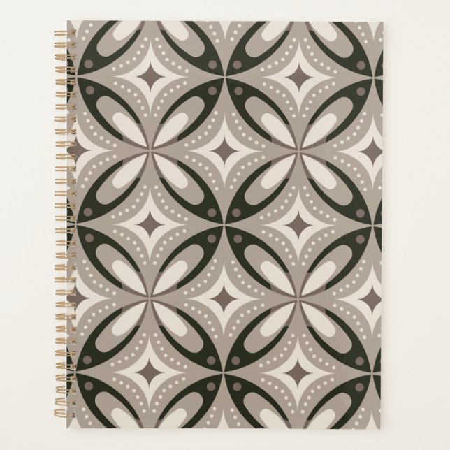 Beige and Brown Retro circular shapes Planner (Front)