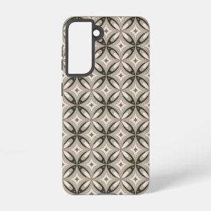 Beige and Brown Retro circular shapes Samsung Galaxy Case