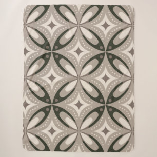 Beige and Brown Retro circular shapes Sherpa Blanket