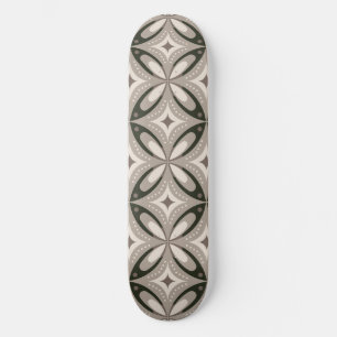 Beige and Brown Retro circular shapes Skateboard