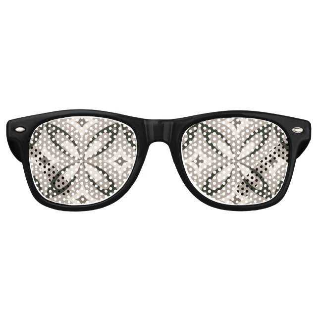 Beige and Brown Retro circular shapes Sunglasses (Front)