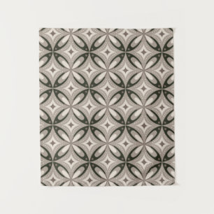 Beige and Brown Retro circular shapes Tapestry
