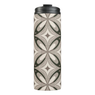 Beige and Brown Retro circular shapes Thermal Tumbler