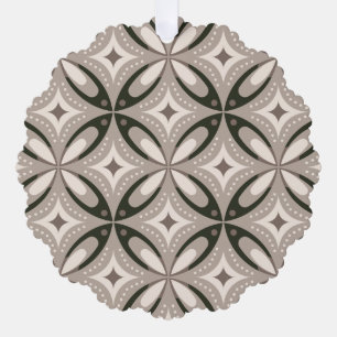 Beige and Brown Retro circular shapes Tree Decoration Card