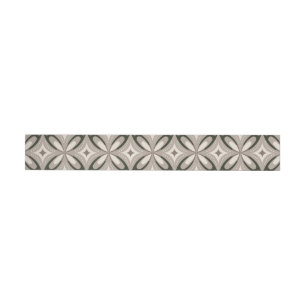 Beige and Brown Retro circular shapes Wrap Around Label