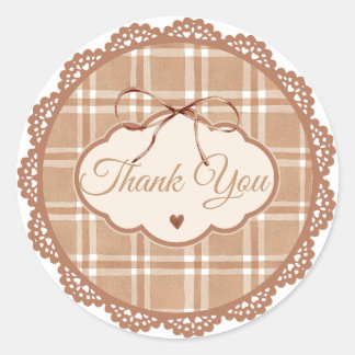 Beige and Brown Retro Thank You Circle Sticker
