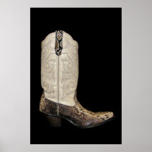 Beige and Brown Snakeskin Cowboy Boot
