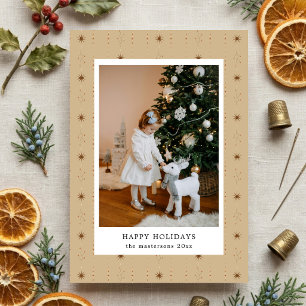 Beige And Brown Stars Wallpaper Photo Holiday Card
