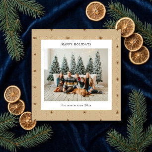 Beige And Brown Stars Wallpaper Photo Holiday Card